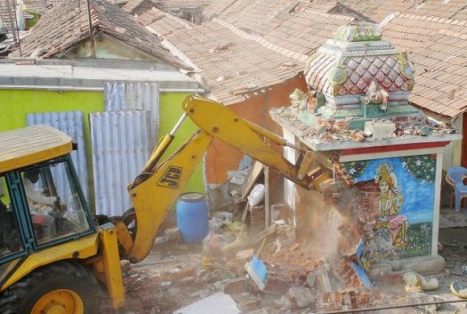 Bulldozing a Hindu altar on 4th Dec 2012