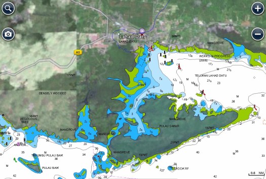 Map showing Lahad Datu and Pulau Baik
