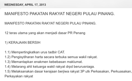 Pakatan Rakyat's Manifesto for the 13th General Elections http://mansorothman.blogspot.my/2013/04/manifesto-pakatan-rakyat-negeri-pulau.html