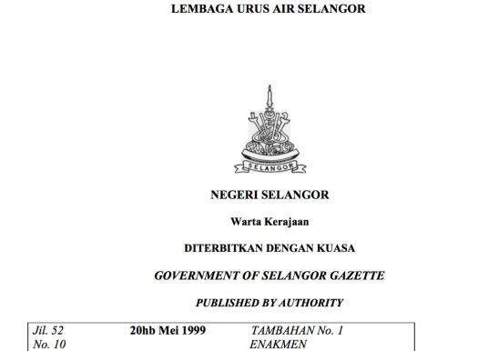 Selangor Water Management Board Enactment, 1999